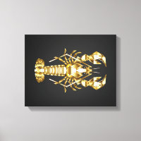 Golden polygonal lobster crawfish on black