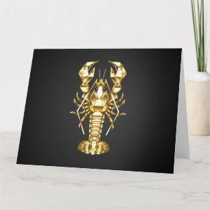 Golden polygonal lobster crawfish on black card
