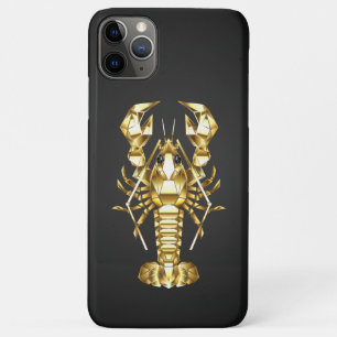 Golden polygonal lobster crawfish on black iPhone 11 pro max case