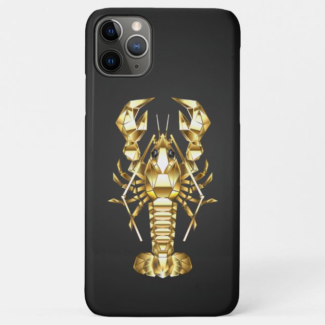 Golden polygonal lobster crawfish on black Case-Mate iPhone case (Back)