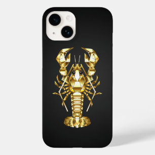 Golden polygonal lobster crawfish on black Case-Mate iPhone 14 case