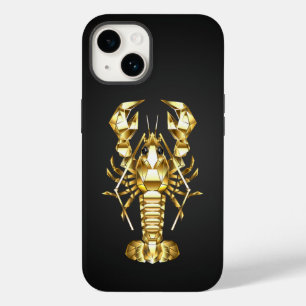 Golden polygonal lobster crawfish on black Case-Mate iPhone 14 case
