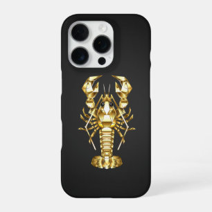 Golden polygonal lobster crawfish on black iPhone 16 pro case