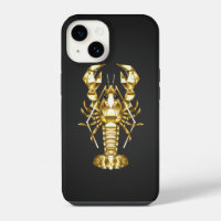 Golden polygonal lobster crawfish on black