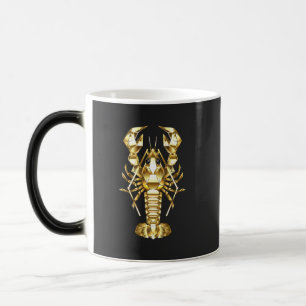 Golden polygonal lobster crawfish on black magic mug