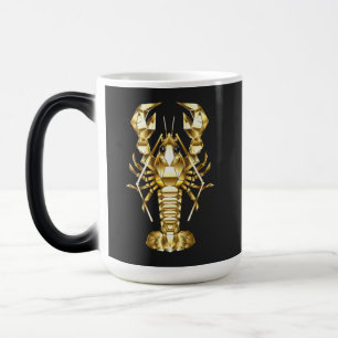 Golden polygonal lobster crawfish on black magic mug