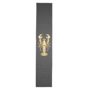 Golden polygonal lobster crawfish on black medium table runner