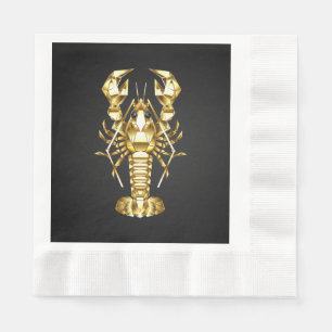 Golden polygonal lobster crawfish on black napkin
