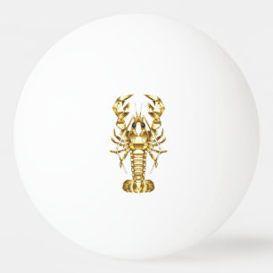 Golden polygonal lobster crawfish on black ping pong ball