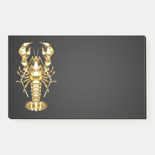 Golden polygonal lobster crawfish on black post-it notes