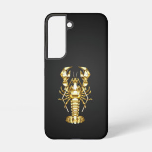 Golden polygonal lobster crawfish on black samsung galaxy case