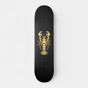 Golden polygonal lobster crawfish on black skateboard