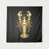 Golden polygonal lobster crawfish on black