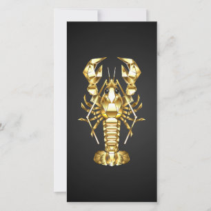 Golden polygonal lobster crawfish on black thank you card