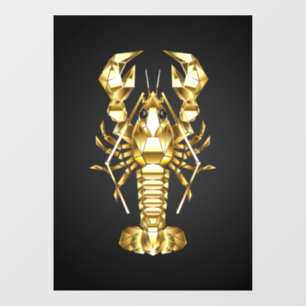 Golden polygonal lobster crawfish on black window cling