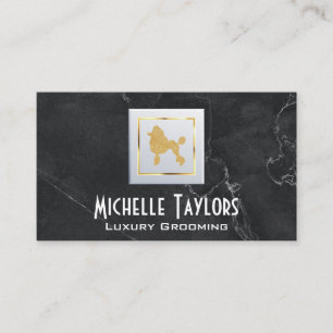 Golden Poodle   Luxury Grooming   Black Marble Business Card