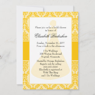 Golden Poppy Damask Bridal Shower Invitation