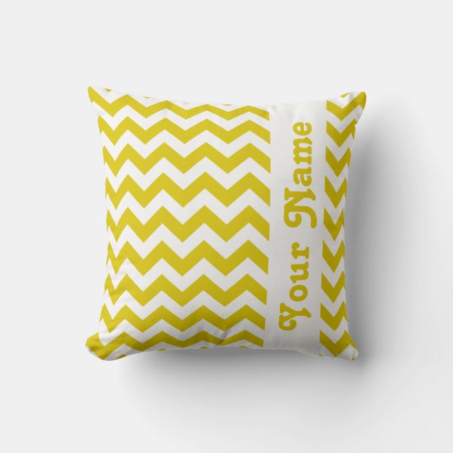 Golden Poppy Safari Chevron with custom text Throw Pillow (Front)