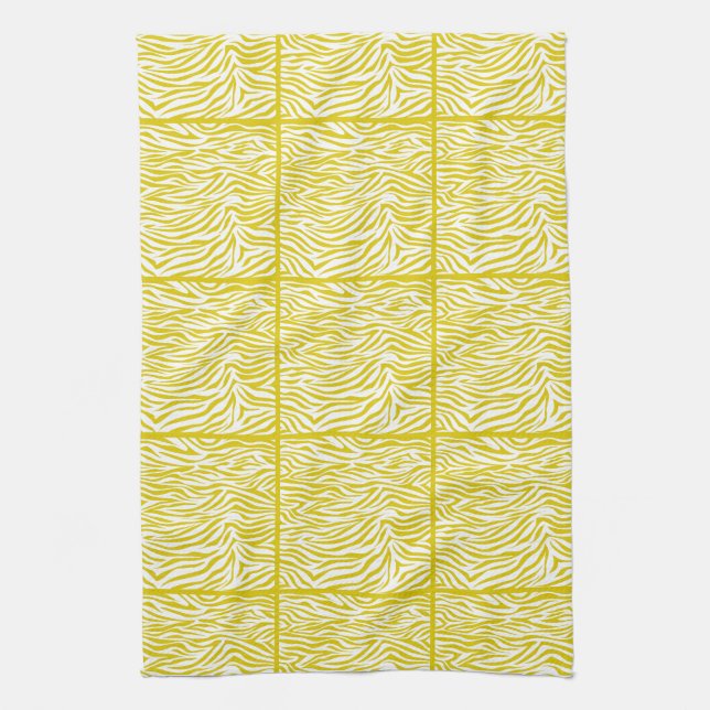 Golden Poppy Safari Zebra, tiled design Kitchen Towel (Vertical)