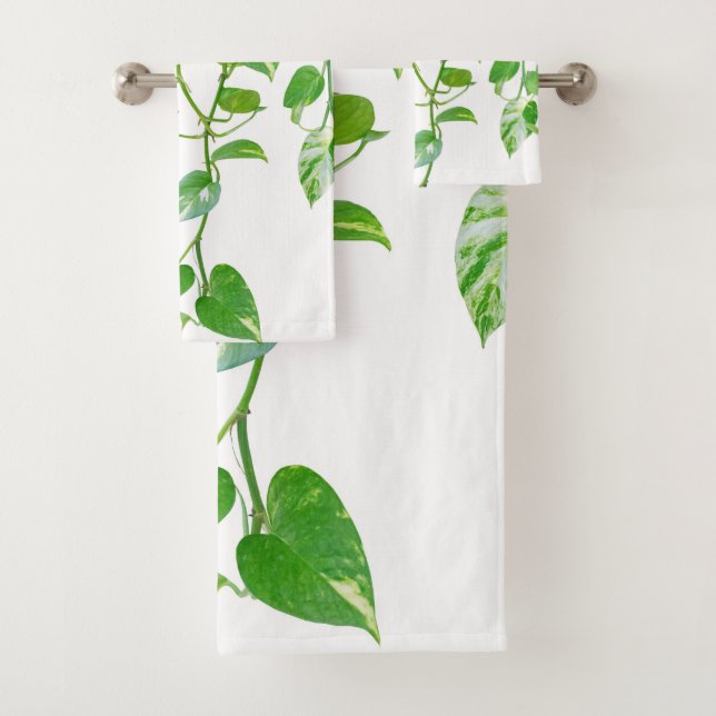 Golden Pothos Ivy Dream #1 #tropical #wall #art Bath Towel Set (Insitu)