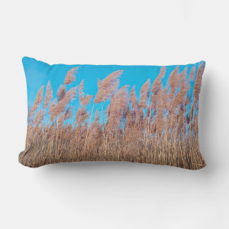Golden Prairie Grasses Nature Photo Lumbar Pillow