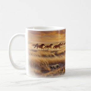 Golden Prairie Wild Horses Holding Hands Mug