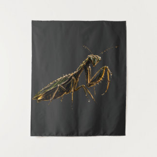Golden Praying Mantis Black & Gold Tapestry