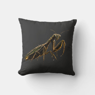 Golden Praying Mantis Black & Gold Throw Pillow