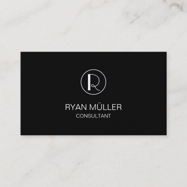 Golden Professional Chic Plain and Monogram Business Card (Front)
