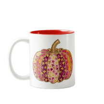 Golden Pumpkin & Floral Delight Coffee Mug