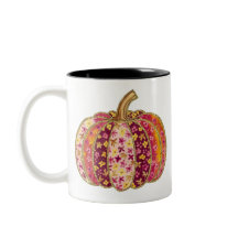 Golden Pumpkin & Floral Delight Coffee Mug
