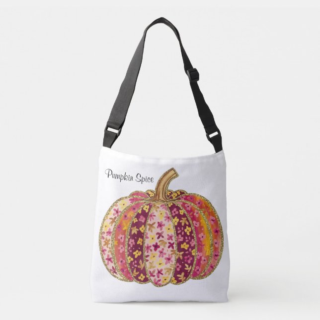 Golden Pumpkin & Floral Delight Crossbody Bag (Front)