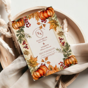 Golden Pumpkin Rustic Autumn Wedding Invitation