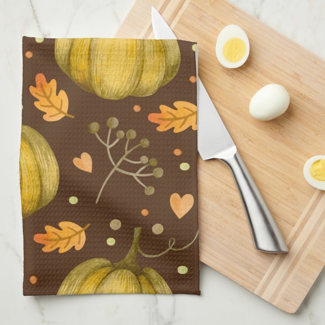 Golden Pumpkins Kitchen Towel (Quarter Fold)