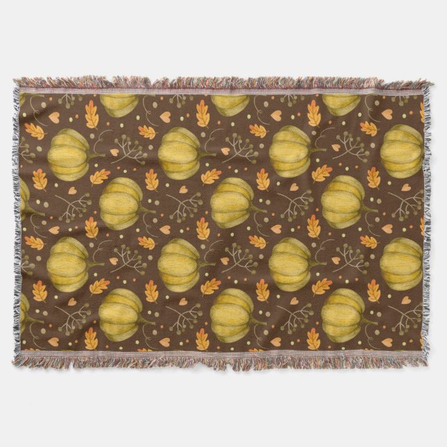 Golden Pumpkins Throw Blanket (Front)