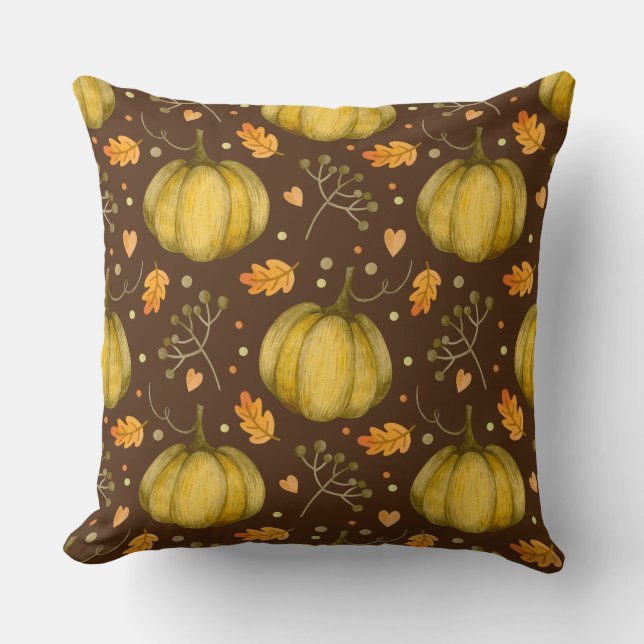 Golden Pumpkins Throw Pillow (Front)