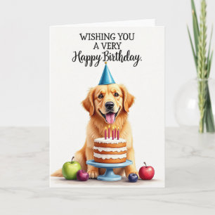 Golden Pup Party Hat Card