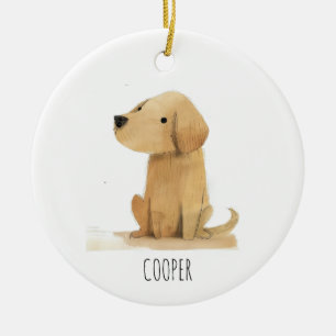 Golden Puppy Ceramic Ornament