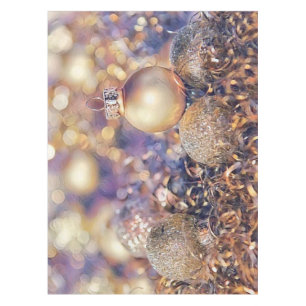 Golden Purple Christmas ornaments watercolor  Tablecloth