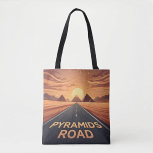 Golden Pyramids Road Egypt Sunset Art Tote Bag
