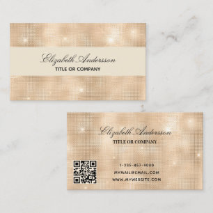 Golden qr code elegant script business card