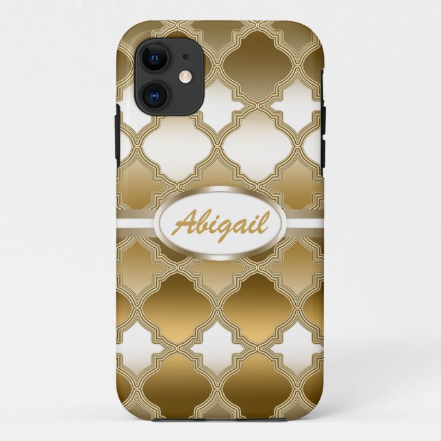 Golden Quatrefoil Moroccan Lattice Pattern Case-Mate iPhone Case (Back)