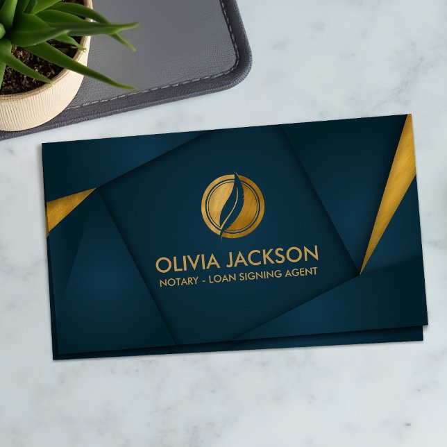 Golden Quill Pen and Geometric Layout Business Card (Creator Uploaded)
