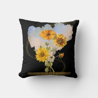 Golden Radiance (black) Throw Pillow