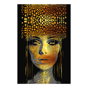 Golden Radiance: Woman's Beauty Embodied Photo Print