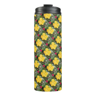"Golden Radiance: Yellow Hibiscus Flower on a Tree Thermal Tumbler