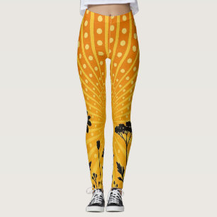 Golden radiant polka dot silhouette Bloom Leggings