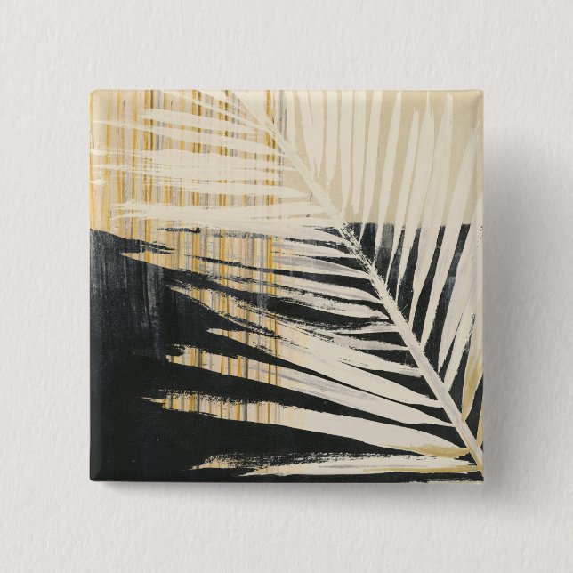 Golden Raffia - Palm Fronds 2 Inch Square Button (Front)