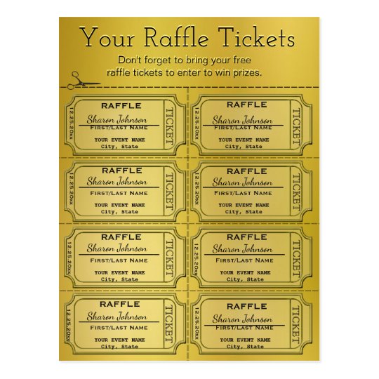 Golden Raffle Tickets Postcard | Zazzle.ca