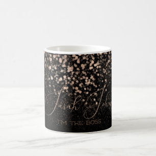 Golden Rain Black Personalized I'm The Boss  Coffee Mug